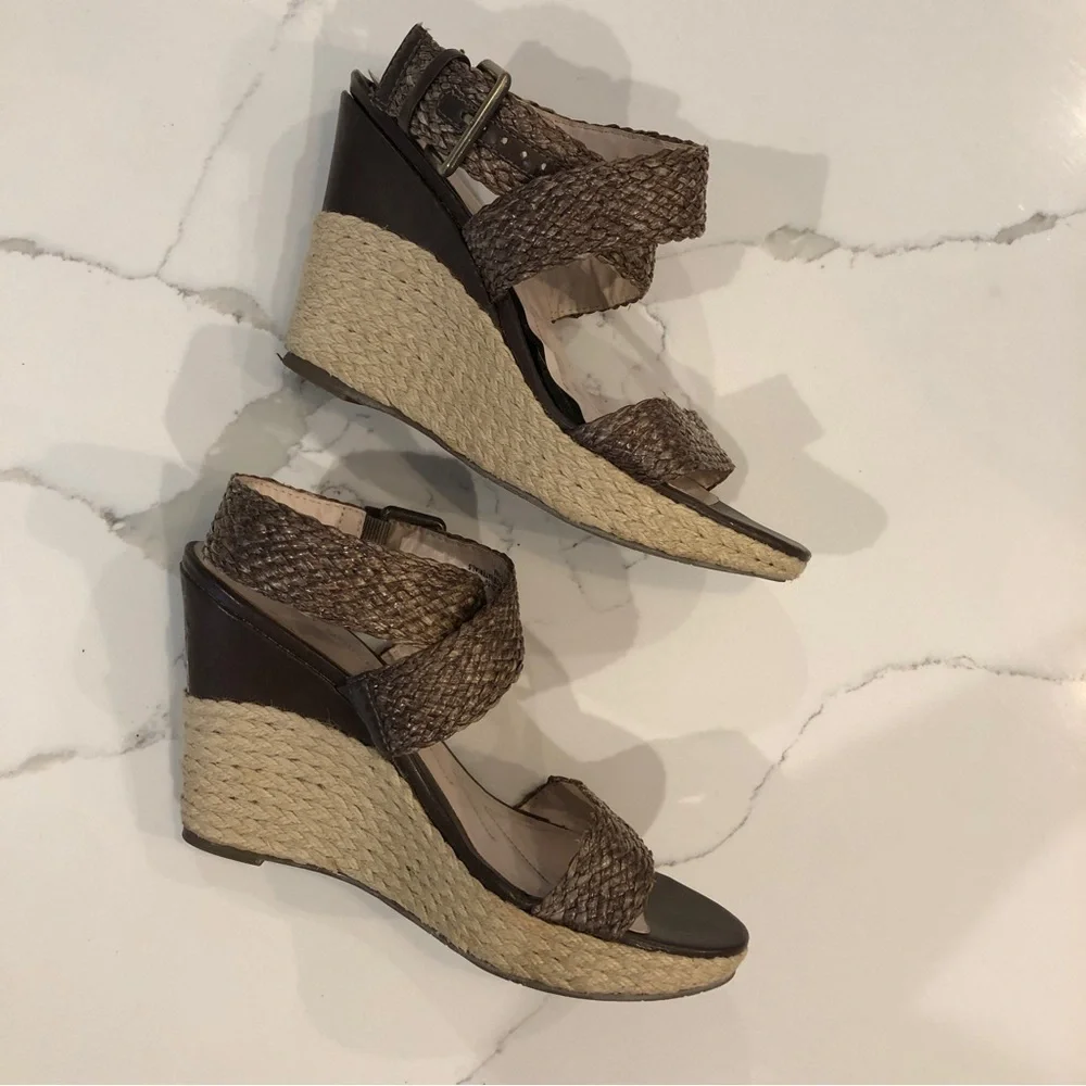 Andrew Geller Mix Womens Espadrille Wedge Sandal Size 9.5 Woven Ankle Strap Boho